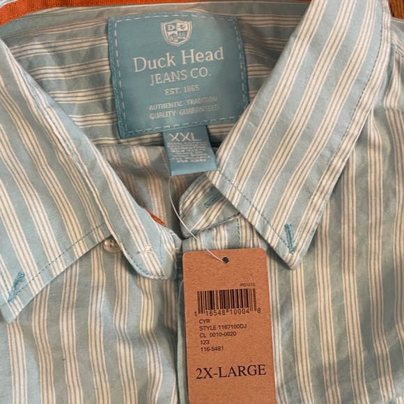 Duck Head Shirt Mens XXL‎ 2XL Aqua Blue Long Sleeve Athletic Fit Made Hong Kong - Picture 4 of 4